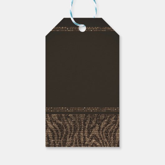 Zebra Sparkle Brown Gold Glam Chic Gastgeschenk Geschenkanhänger (Rückseite)