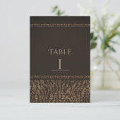 Zebra Sparkle Brown Gold Glam Chic Tischnummer (Stehend Vorderseite)