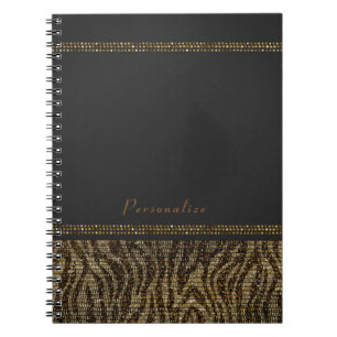 Zebra Sparkle Sequins Glam Chic Modern Bling Notizblock