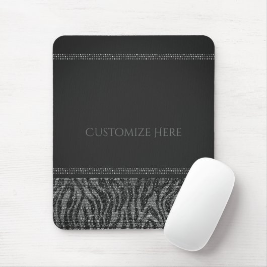 Zebra Sparkle Sequins Glam Chic Moderner Glamour Mousepad (Mit Mouse)