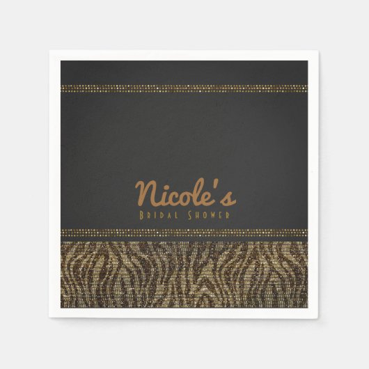 Zebra Sparkle Sequins Glam Chic Modernes Party Serviette (Vorderseite)