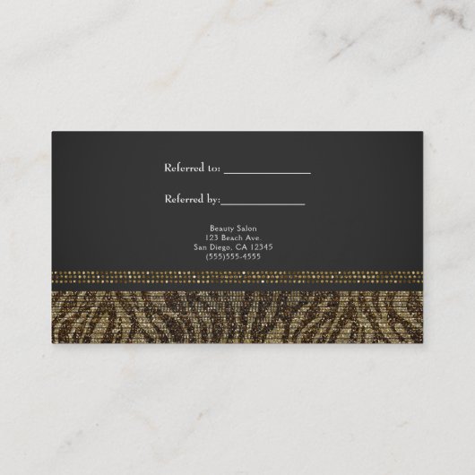 Zebra Sparkle Sequins Glam Chic Refer a Friend Empfehlungskarte (Rückseite)