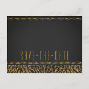 Zebra Sparkle Sequins Glam Chic Save the Date Ankündigungspostkarte