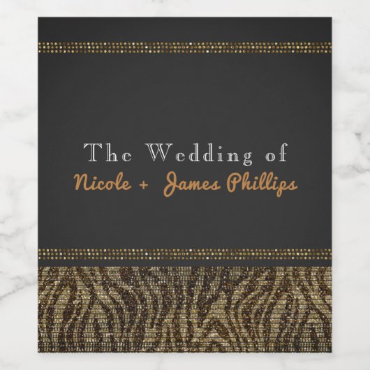 Zebra Sparkle Sequins Glam Chic Weinmarken Weinetikett (Einzelnes Label)