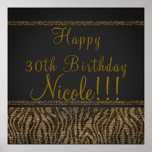 Zebra Sparkle Sequins Glam Party Poster Banner (Vorne)
