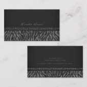 Zebra Sparkle Silver Black Glam Chic Elegante Blin Visitenkarte (Vorne/Hinten)