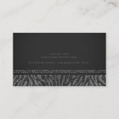 Zebra Sparkle Silver Black Glam Chic Elegante Blin Visitenkarte (Rückseite)
