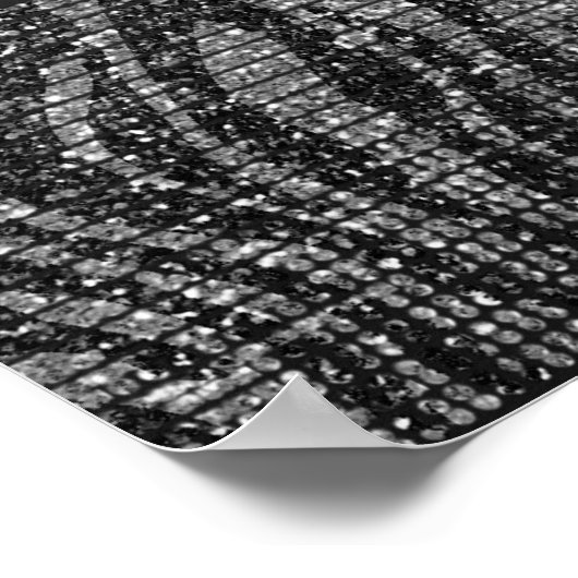 Zebra Sparkle Silver Black Glam Chic Party Banner Poster (Ecke)
