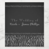 Zebra Sparkle Silver & Black Glam Chic Weinmarken Weinetikett (Einzelnes Label)