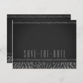 Zebra Sparkle Silver & Black Glam Save the Date Ankündigungspostkarte (Vorne/Hinten)