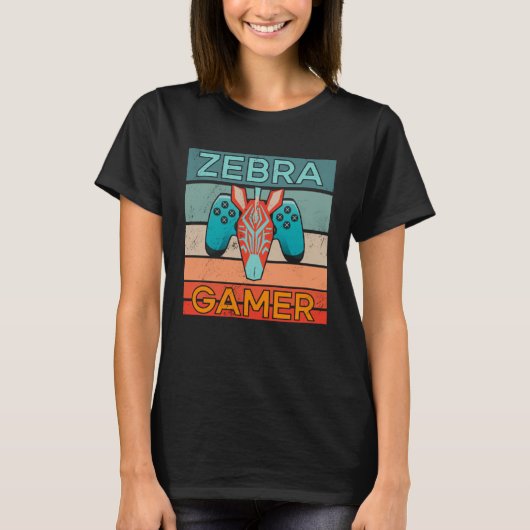 Zebra-Spieler Afrika Gaming Spiel Tier Zebra T-Shirt (Vorderseite)