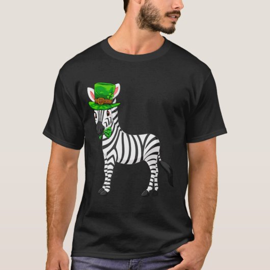 Zebra St Patrick S Day With A Leprechaun Hat Long T-Shirt (Vorderseite)