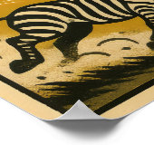 Zebra Stampede Retro Safari Art Poster (Ecke)