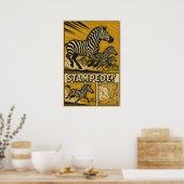 Zebra Stampede Retro Safari Art Poster (Küche)
