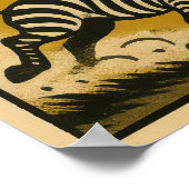 Zebra Stampede Retro Safari Kunst Poster (Ecke)
