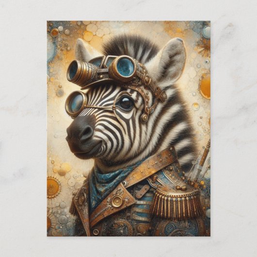Zebra Steampunk Postkarte (Vorderseite)