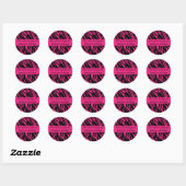 Zebra-Sticker, schwarz und rosa Runder Aufkleber (Blatt)