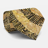 Zebra Streifen auf goldene Marmortextur Krawatte (Gerollt)