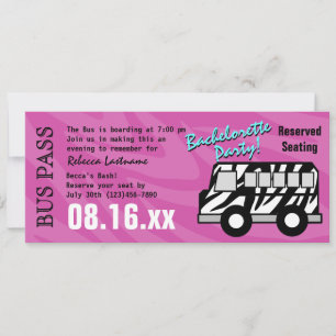 Zebra-Streifen-Bus-Pass Hennen-Party Einladung