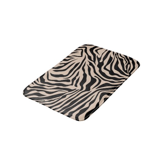 Zebra Streifen Creme Beige Schwarz Wild Animal Pri Badematte (Schrägansicht)