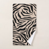 Zebra Streifen Creme Beige Schwarz Wild Animal Pri Badhandtuch Set (Handtuch)