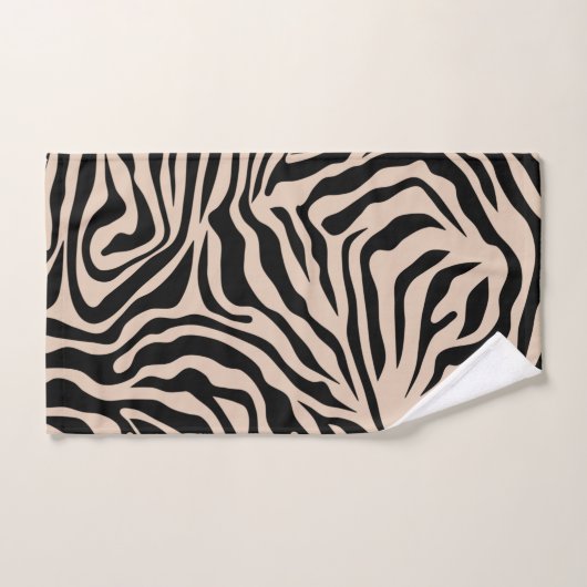 Zebra Streifen Creme Beige Schwarz Wild Animal Pri Badhandtuch Set (Handtuch)