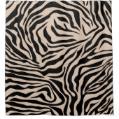 Zebra Streifen Creme Beige Schwarz Wild Animal Pri Duschvorhang (Vorderseite)