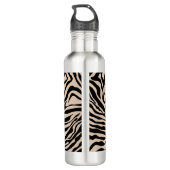 Zebra Streifen Creme Beige Schwarz Wild Animal Pri Edelstahlflasche (Rückseite)