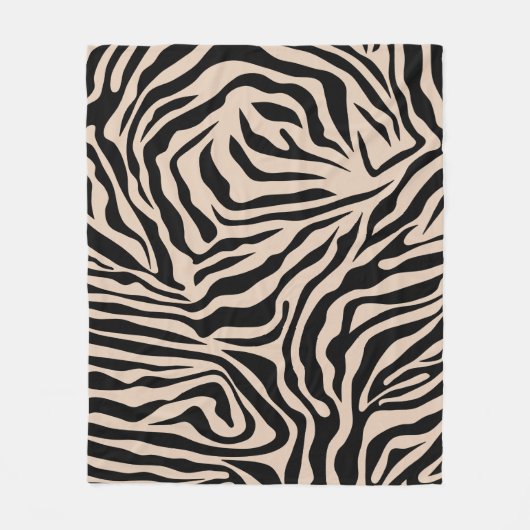 Zebra Streifen Creme Beige Schwarz Wild Animal Pri Fleecedecke (Vorderseite)