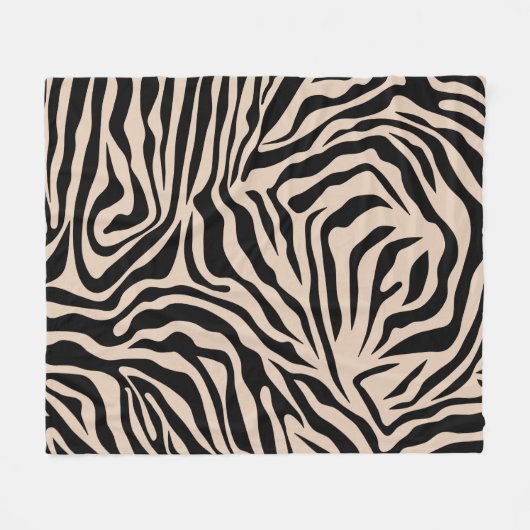 Zebra Streifen Creme Beige Schwarz Wild Animal Pri Fleecedecke (Vorderseite (Horizontal))