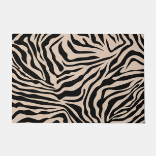 Zebra Streifen Creme Beige Schwarz Wild Animal Pri Fußmatte