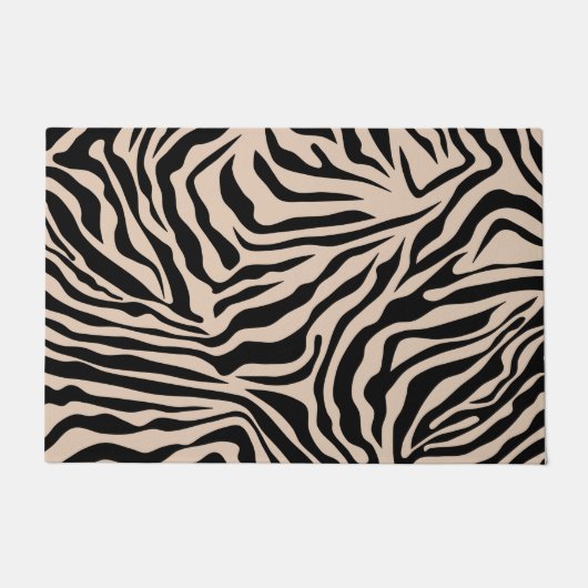 Zebra Streifen Creme Beige Schwarz Wild Animal Pri Fußmatte (Vorderseite)