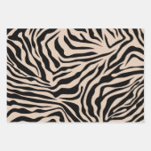 Zebra Streifen Creme Beige Schwarz Wild Animal Pri Geschenkpapier Set (Vorderseite 3)