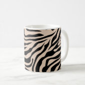 Zebra Streifen Creme Beige Schwarz Wild Animal Pri Kaffeetasse (VorderseiteRechts)