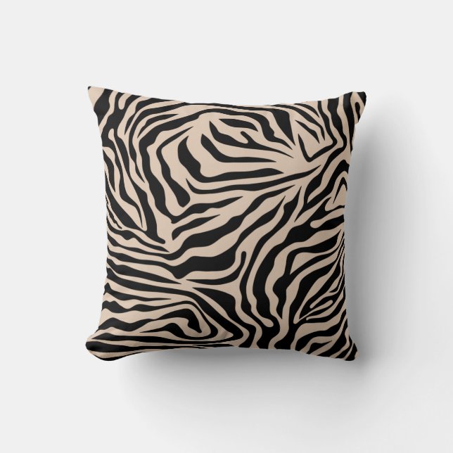 Zebra Streifen Creme Beige Schwarz Wild Animal Pri Kissen (Vorderseite)