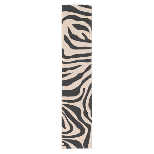 Zebra Streifen Creme Beige Schwarz Wild Animal Pri Kurzer Tischläufer (Vorderseite)
