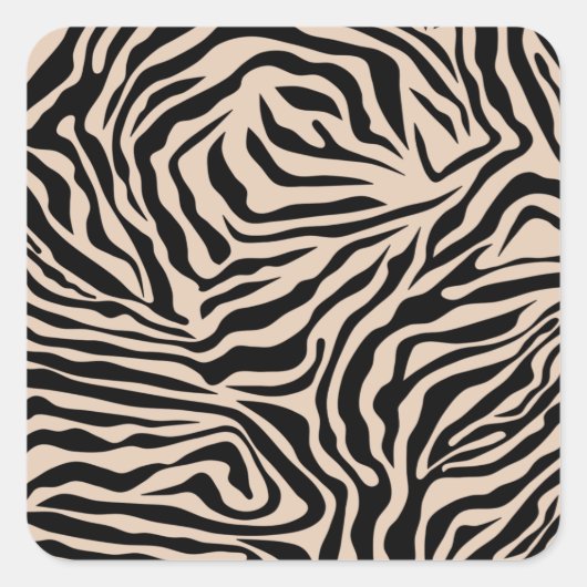 Zebra Streifen Creme Beige Schwarz Wild Animal Pri Quadratischer Aufkleber (Vorderseite)