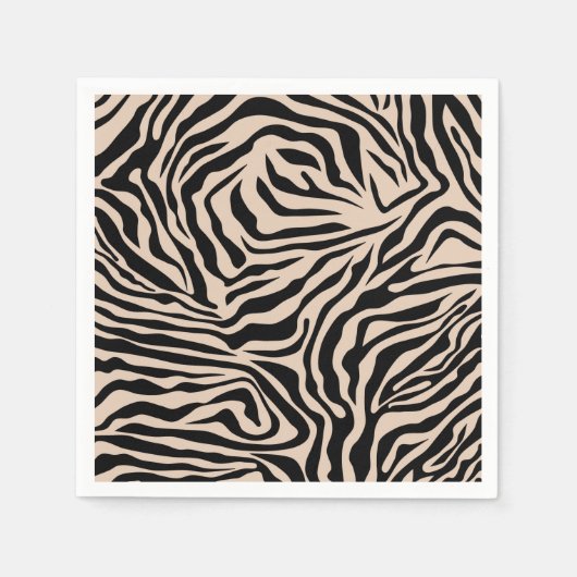 Zebra Streifen Creme Beige Schwarz Wild Animal Pri Serviette (Vorderseite)