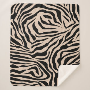 Zebra Streifen Creme Beige Schwarz Wild Animal Pri Sherpadecke