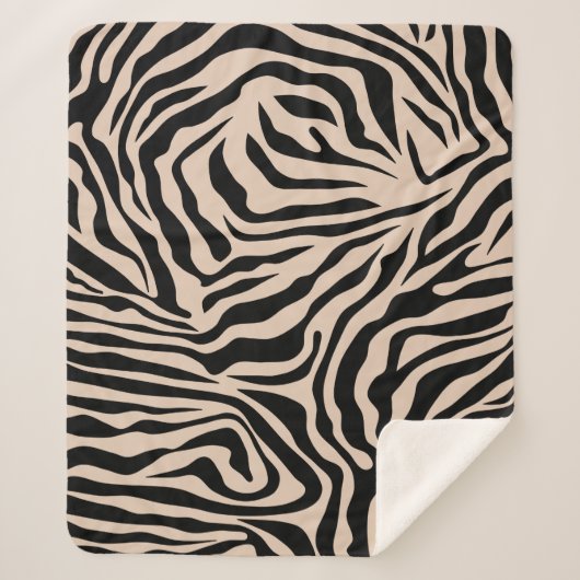 Zebra Streifen Creme Beige Schwarz Wild Animal Pri Sherpadecke (Vorderseite)