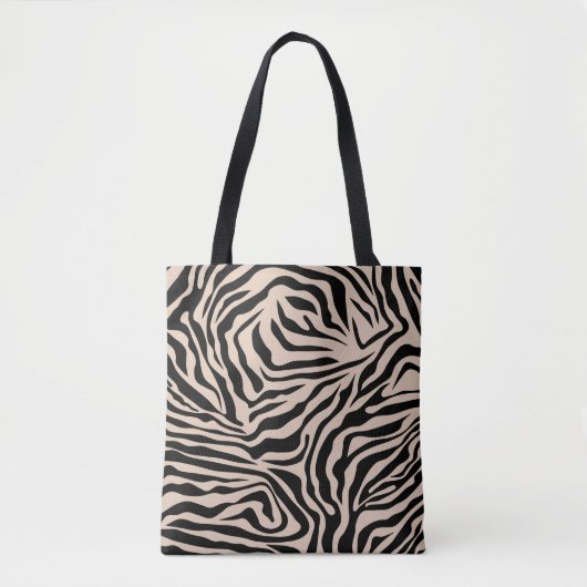 Zebra Streifen Creme Beige Schwarz Wild Animal Pri Tasche (Vorderseite)