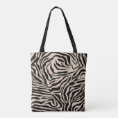 Zebra Streifen Creme Beige Schwarz Wild Animal Pri Tasche (Rückseite)