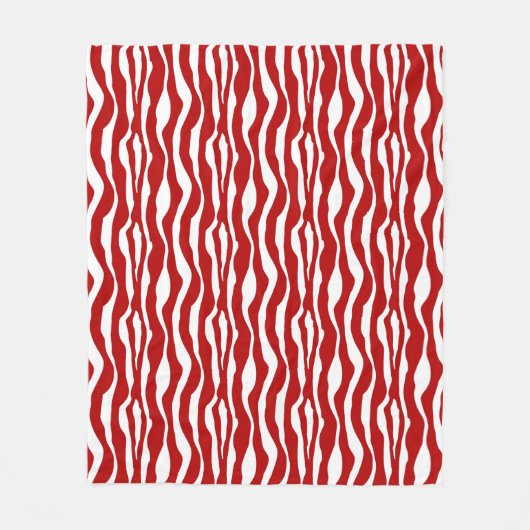 Zebra-Streifen - Deep Red und White Fleecedecke (Vorderseite)