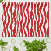 Zebra-Streifen - Deep Red und White Handtuch (Gefaltet)