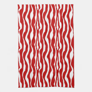 Zebra-Streifen - Deep Red und White Handtuch