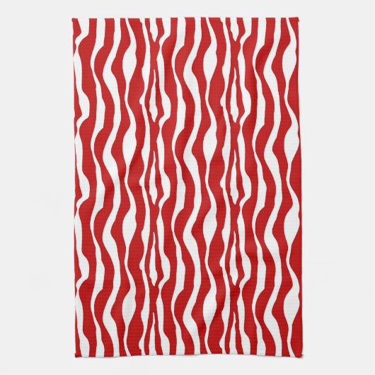 Zebra-Streifen - Deep Red und White Handtuch (Vertikal)