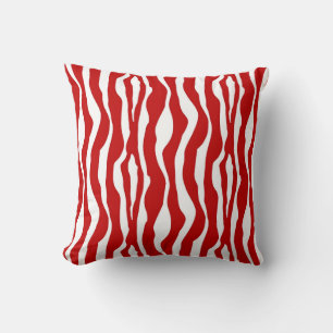 Zebra-Streifen - Deep Red und White Kissen