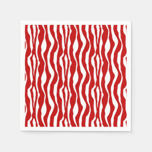 Zebra-Streifen - Deep Red und White Serviette