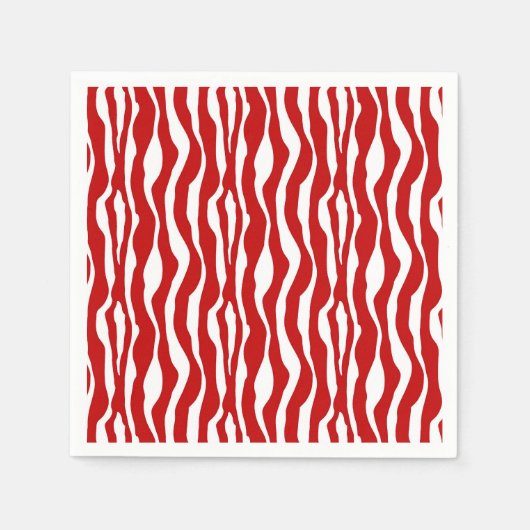 Zebra-Streifen - Deep Red und White Serviette (Vorderseite)