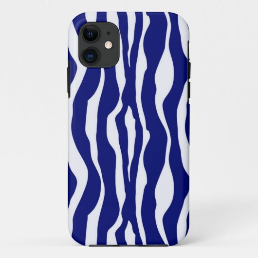 Zebra-Streifen - Dunkles Kobalt Blau und Weiß Case-Mate iPhone Hülle (Rückseite)